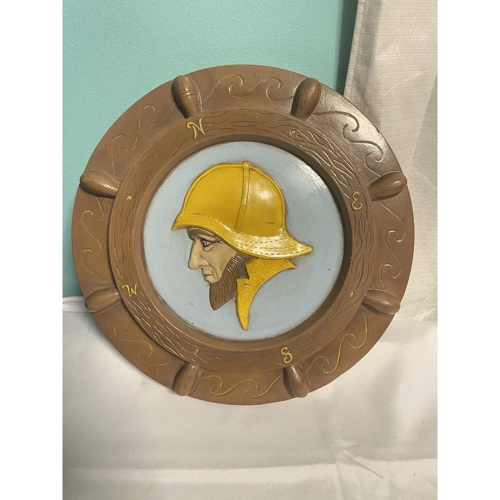 Vintage Nautical Fisherman Compass Wall Plaque‎ – Coastal Maritime Décor – 1980s